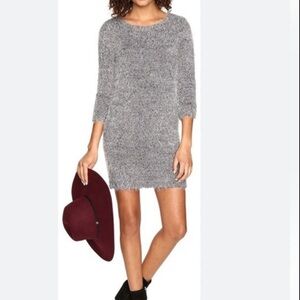 Jack by BB Dakota Mini Sweater Dress in Soft Fluffy Gray Knit.